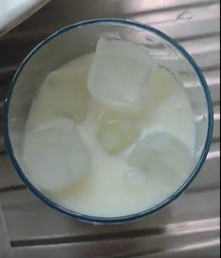 cold milk and ice